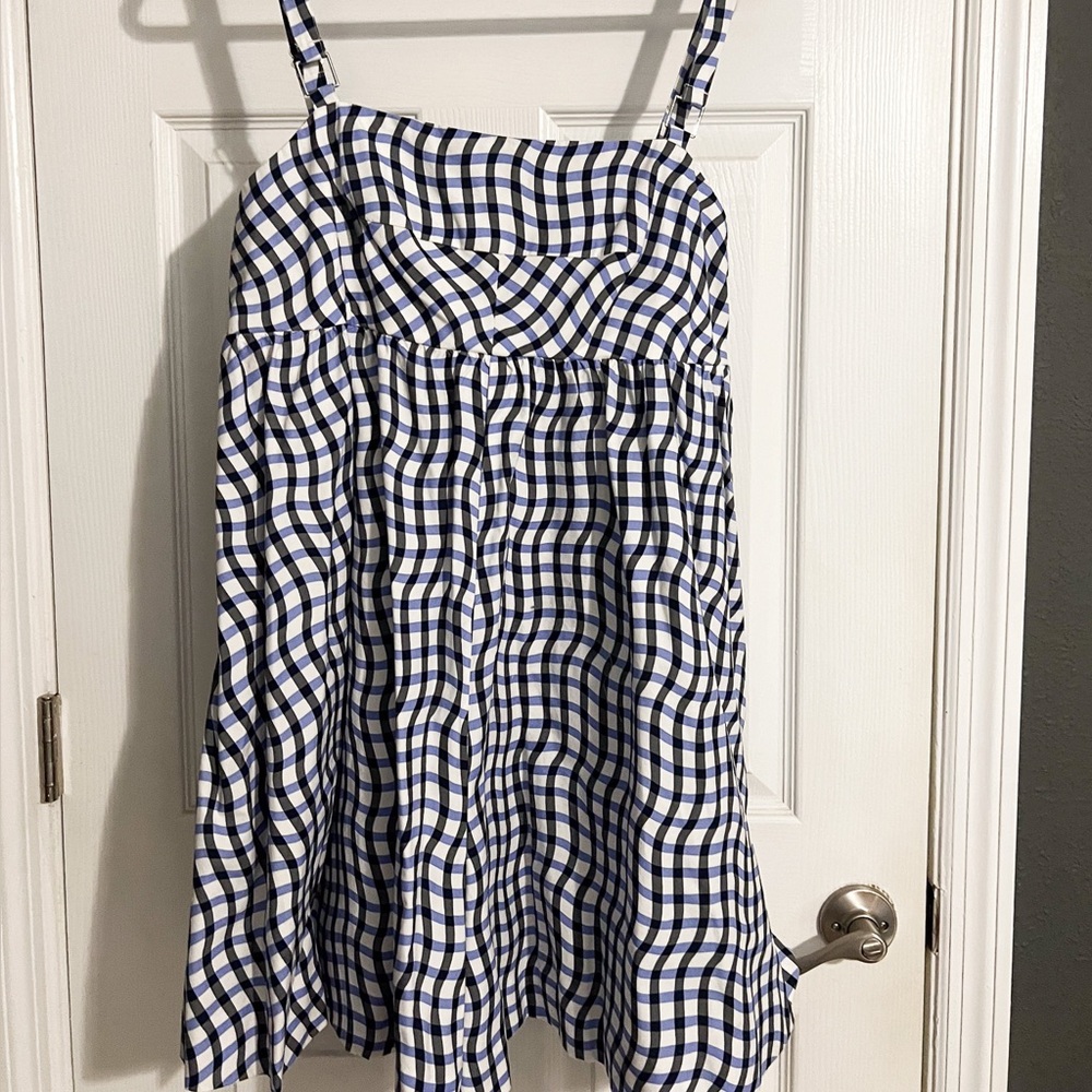 Anthropologie Women’s Navy and White Gingham Romper